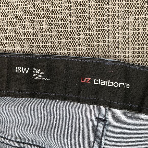 Liz Claiborne Womens 18W Blue Sara Slim Leg Mid-Rise Denim Jeans - Picture 3 of 9